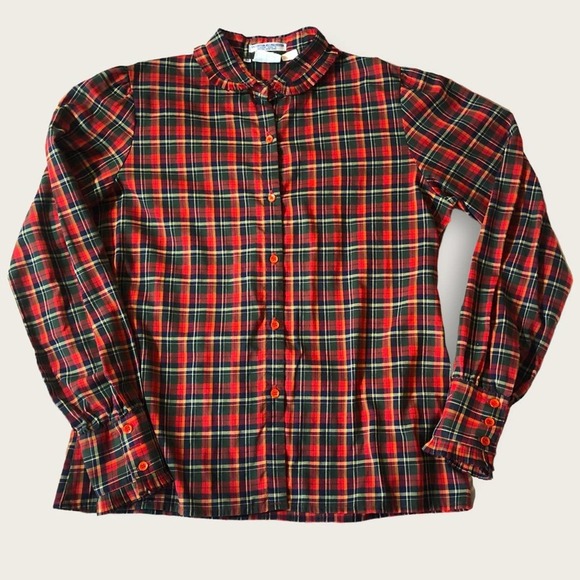 Levi's Tops - VINTAGE 70’s 80’s Levi’s madras plaid ruffle detail blouse, 12